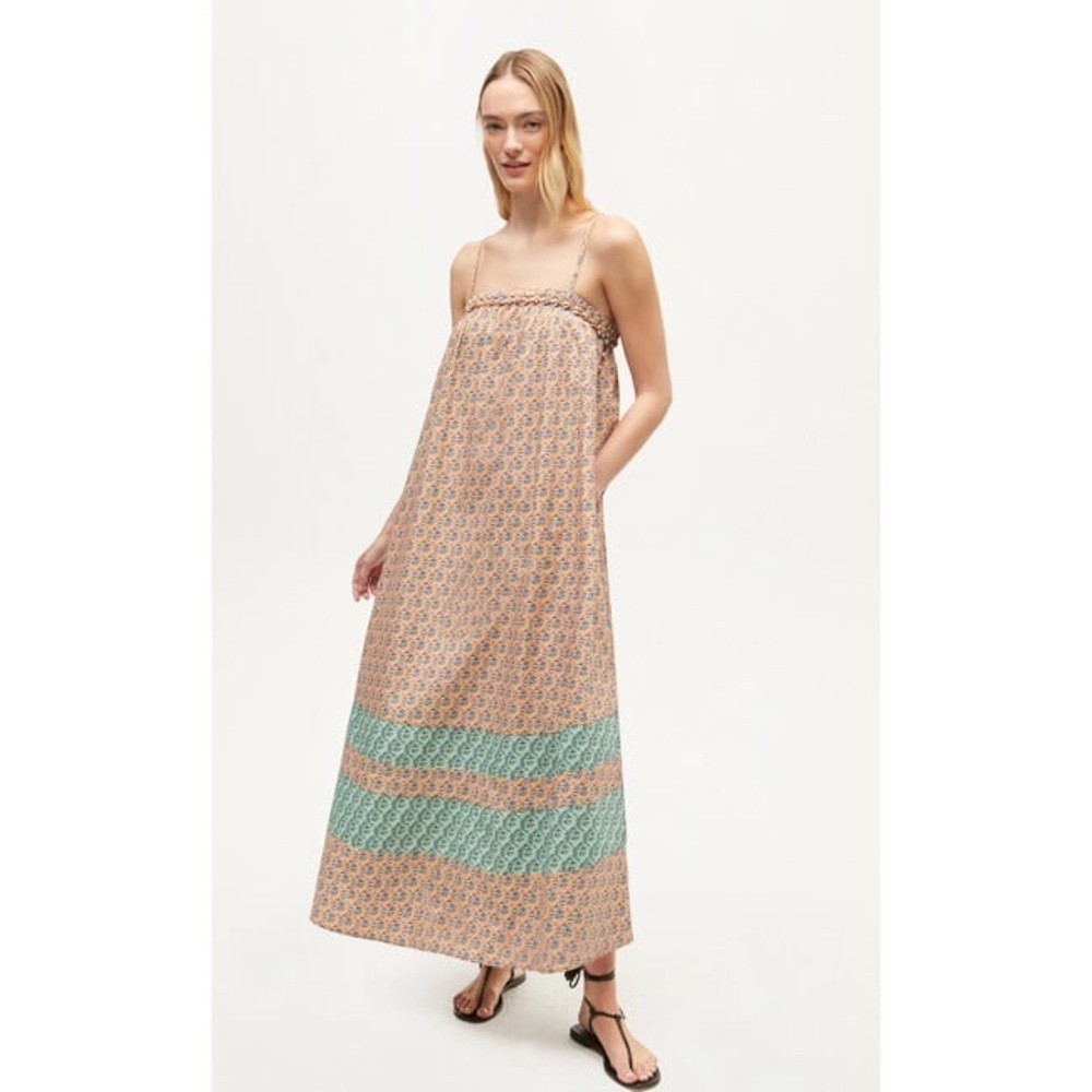 RHODE Heera Jawahar Garden Peach Bloom Maxi Dress size S